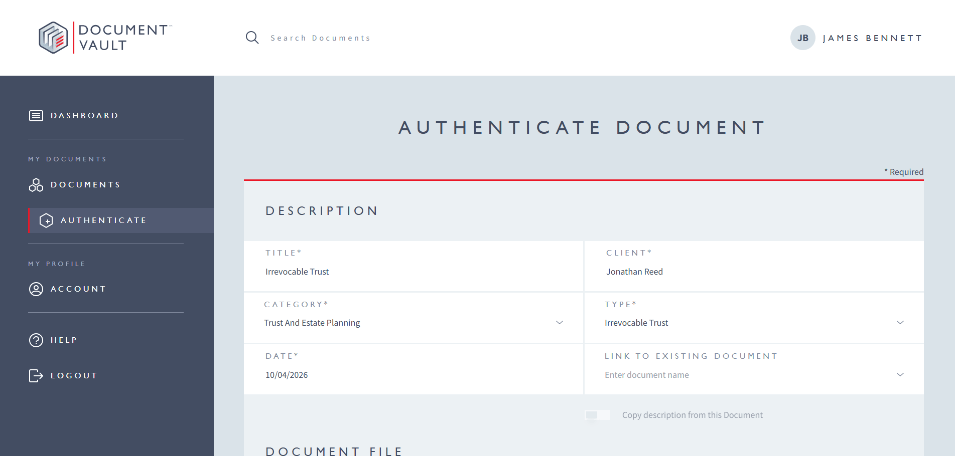 Document Vault - Authenticate