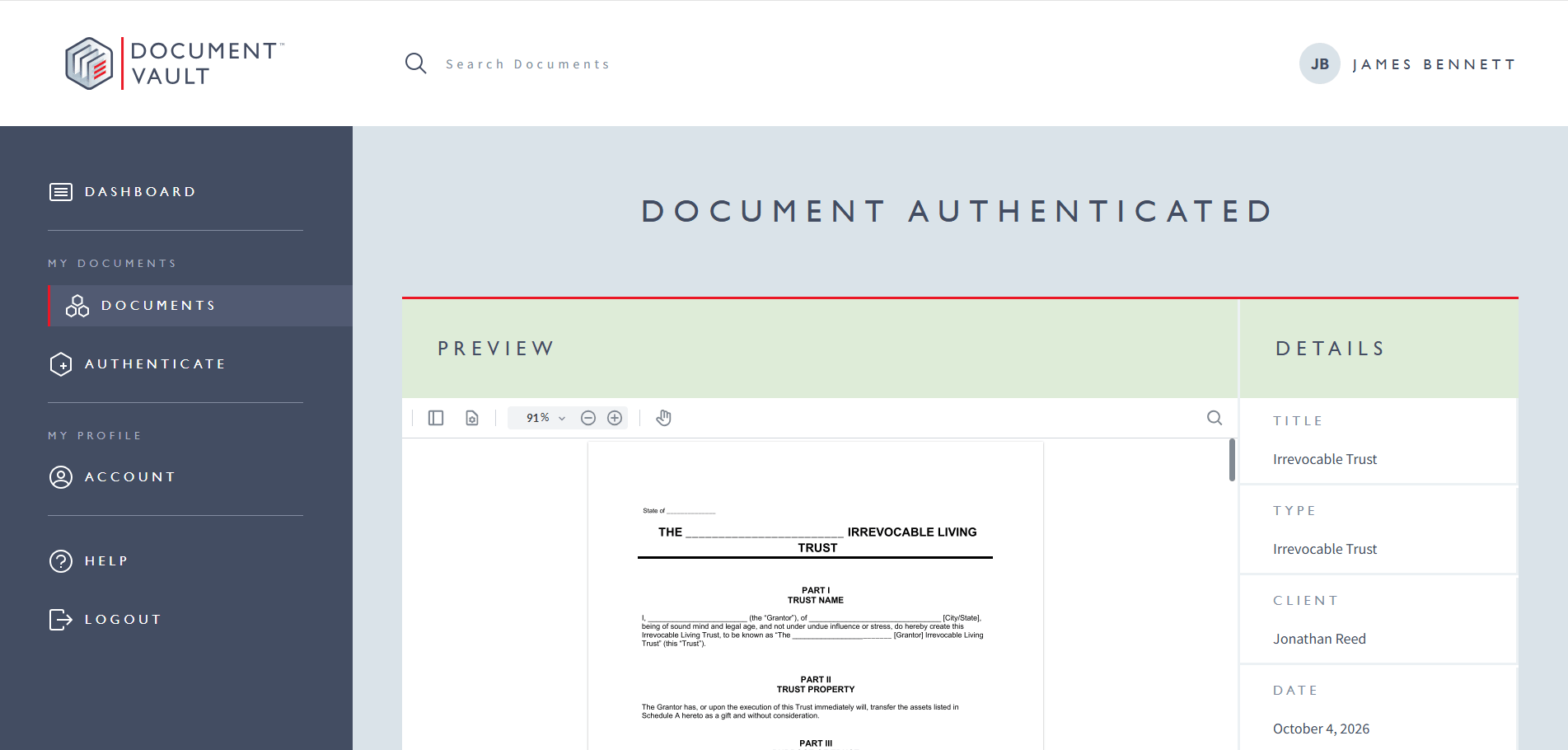 Document Vault - Authenticated